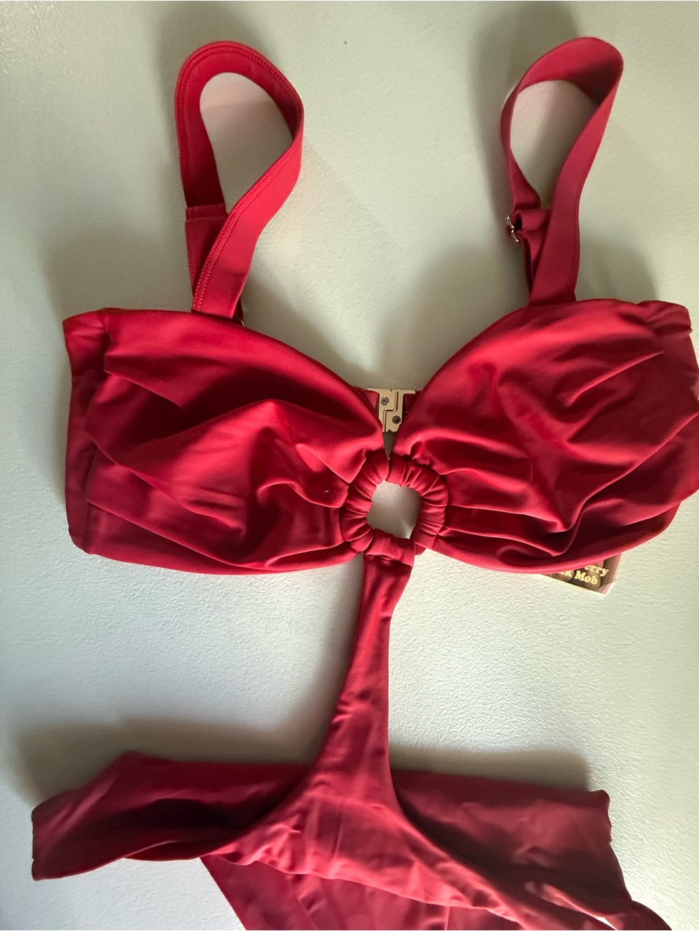 Strawberry Milk Mob Red Cutout One Piece Swimsuit XL❤️ fits a ( L)